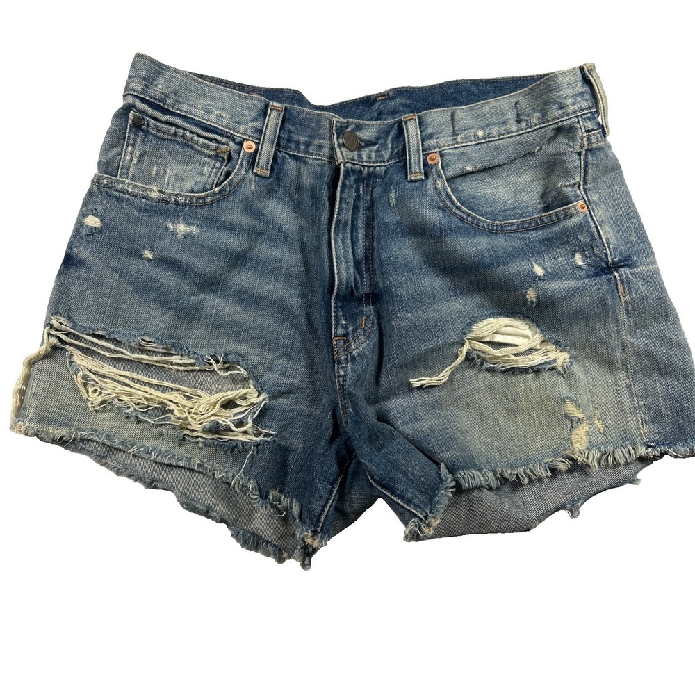 Ralph Lauren Denim & Supply Distressed Boyfriend Cutoff Denim Shorts - Size 29